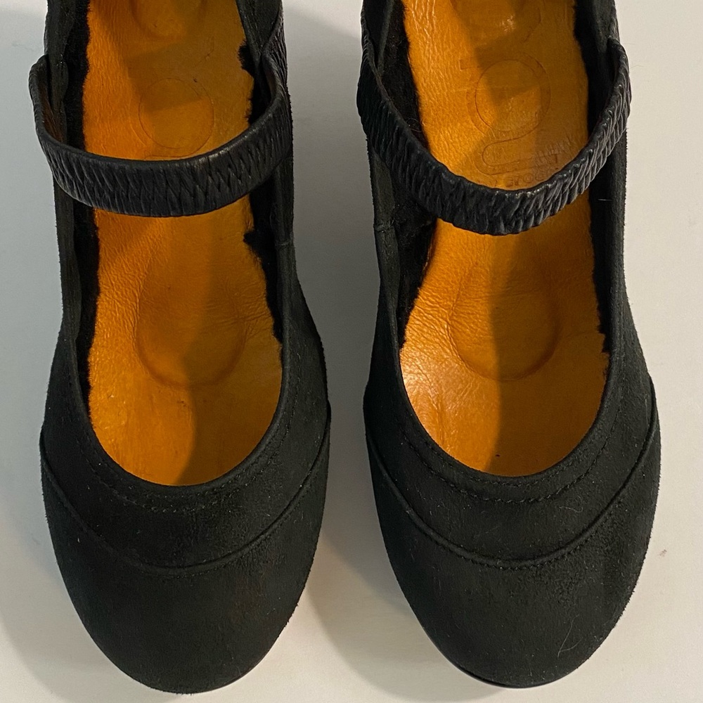 YOU by Crocs Mary Jane Wedge Heels, Suede Black Size 7.5
